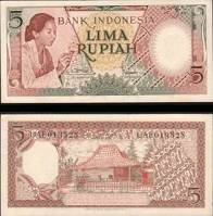 *5 Rupií Indonézia 1958, P55 VF/2 - Kliknutím na obrázok zatvorte -